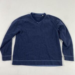 Tommy Bahama Sweater Mens Medium Blue V Neck Pullover Knit Merino Wool
